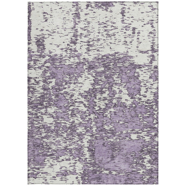 Homeroots 3' Abstract Washable Area Rug - Durable Indoor Outdoor Rectangle Rug For Stylish Spaces Lavender Polyester 612756