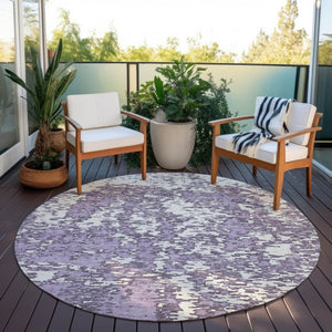 Homeroots 3' Abstract Washable Area Rug - Durable Indoor Outdoor Rectangle Rug For Stylish Spaces Lavender Polyester 612757