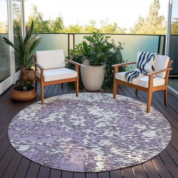 Homeroots 3' Abstract Washable Area Rug - Durable Indoor Outdoor Rectangle Rug For Stylish Spaces Lavender Polyester 612757