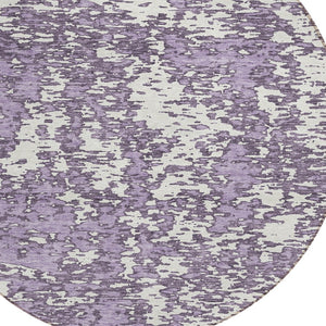 HomeRoots 5' Stylish Lavender and Ivory Abstract Area Rug - Durable, Washable Design for Indoor and Outdoor Use 8' Round 612757