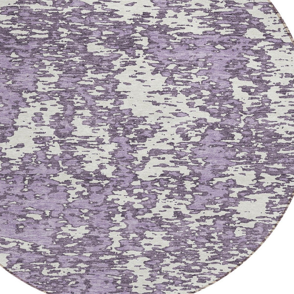 HomeRoots 5' Stylish Lavender and Ivory Abstract Area Rug - Durable, Washable Design for Indoor and Outdoor Use 8' Round 612757