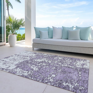Homeroots 3' Abstract Washable Area Rug - Durable Indoor Outdoor Rectangle Rug For Stylish Spaces Lavender Polyester 612758