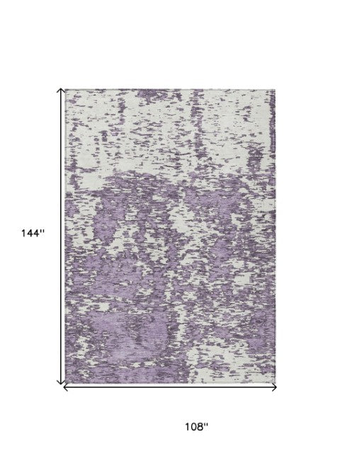 Homeroots 3' Abstract Washable Area Rug - Durable Indoor Outdoor Rectangle Rug For Stylish Spaces Lavender Polyester 612759