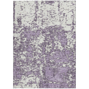 Homeroots 3' Abstract Washable Area Rug - Durable Indoor Outdoor Rectangle Rug For Stylish Spaces Lavender Polyester 612759