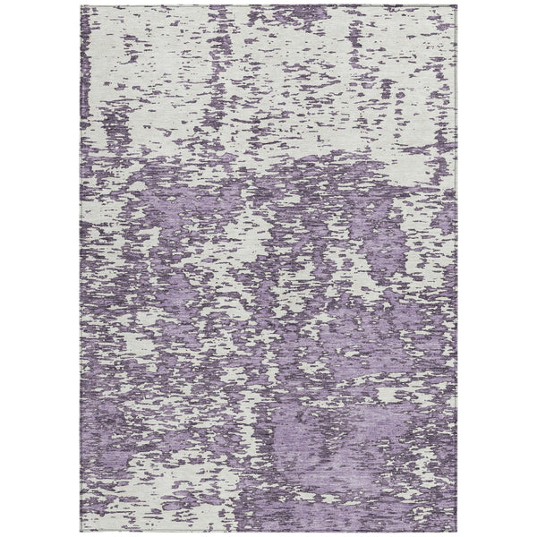 Homeroots 3' Abstract Washable Area Rug - Durable Indoor Outdoor Rectangle Rug For Stylish Spaces Lavender Polyester 612759