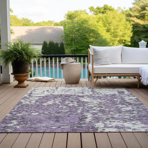 Homeroots 3' Abstract Washable Area Rug - Durable Indoor Outdoor Rectangle Rug For Stylish Spaces Lavender Polyester 612759