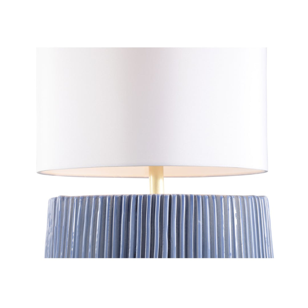 Wildwood Porticello Handcrafted Sicilian Table Lamp With Textured Fluted Ceramic Base And Serene Azzurro Glaze For Coastal Charm Blue 61276