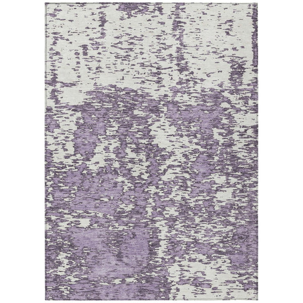 HomeRoots 5' Stylish Lavender and Ivory Abstract Area Rug - Durable, Washable Design for Indoor and Outdoor Use 10' X 14' 612760
