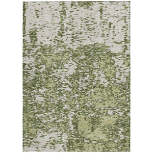 Homeroots 3' Abstract Washable Area Rug - Durable Indoor Outdoor Rectangle Rug For Stylish Spaces Olive Green Polyester 612761