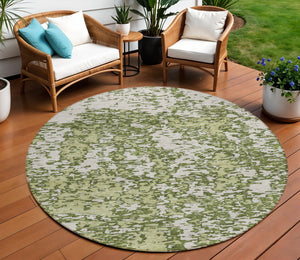 Homeroots 3' Abstract Washable Area Rug - Durable Indoor Outdoor Rectangle Rug For Stylish Spaces Olive Green Polyester 612763