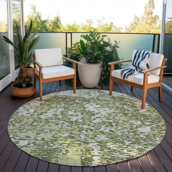 Homeroots 3' Abstract Washable Area Rug - Durable Indoor Outdoor Rectangle Rug For Stylish Spaces Olive Green Polyester 612763