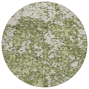 HomeRoots 5' Abstract Olive Green and Ivory Washable Area Rug for Indoor/Outdoor High-Traffic Spaces 8' Round 612763