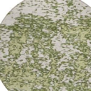 Homeroots 3' Abstract Washable Area Rug - Durable Indoor Outdoor Rectangle Rug For Stylish Spaces Olive Green Polyester 612763