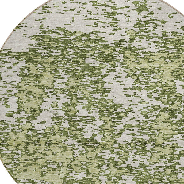 Homeroots 3' Abstract Washable Area Rug - Durable Indoor Outdoor Rectangle Rug For Stylish Spaces Olive Green Polyester 612763