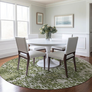 Homeroots 3' Abstract Washable Area Rug - Durable Indoor Outdoor Rectangle Rug For Stylish Spaces Olive Green Polyester 612763