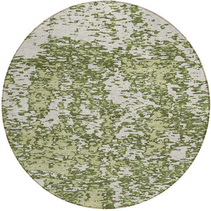 Homeroots 3' Abstract Washable Area Rug - Durable Indoor Outdoor Rectangle Rug For Stylish Spaces Olive Green Polyester 612763
