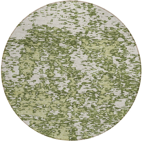 Homeroots 3' Abstract Washable Area Rug - Durable Indoor Outdoor Rectangle Rug For Stylish Spaces Olive Green Polyester 612763