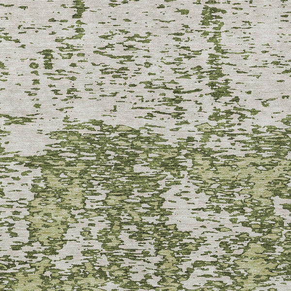 Homeroots 3' Abstract Washable Area Rug - Durable Indoor Outdoor Rectangle Rug For Stylish Spaces Olive Green Polyester 612764