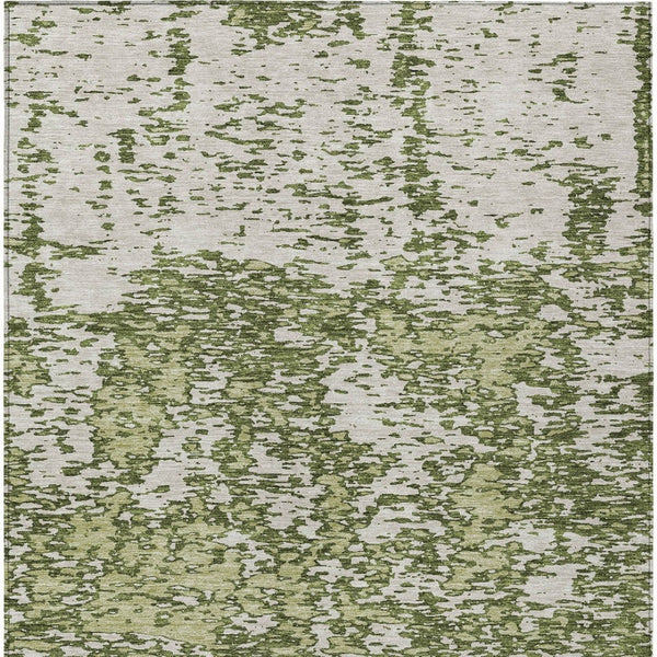 Homeroots 3' Abstract Washable Area Rug - Durable Indoor Outdoor Rectangle Rug For Stylish Spaces Olive Green Polyester 612765