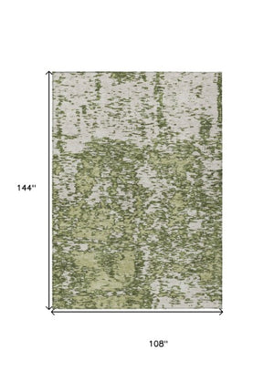 Homeroots 3' Abstract Washable Area Rug - Durable Indoor Outdoor Rectangle Rug For Stylish Spaces Olive Green Polyester 612765