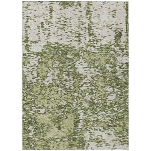 HomeRoots 5' Abstract Olive Green and Ivory Washable Area Rug for Indoor/Outdoor High-Traffic Spaces 9' X 12' 612765