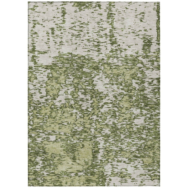 HomeRoots 5' Abstract Olive Green and Ivory Washable Area Rug for Indoor/Outdoor High-Traffic Spaces 9' X 12' 612765