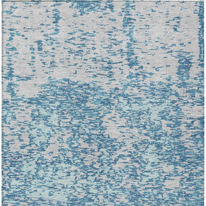 Homeroots 3' Abstract Washable Area Rug - Durable Indoor Outdoor Rectangle Rug For Stylish Spaces Teal Blue Polyester 612767