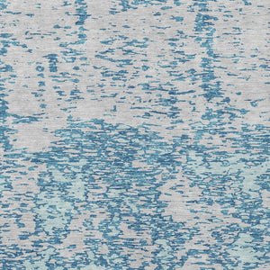 Homeroots 3' Abstract Washable Area Rug - Durable Indoor Outdoor Rectangle Rug For Stylish Spaces Teal Blue Polyester 612767