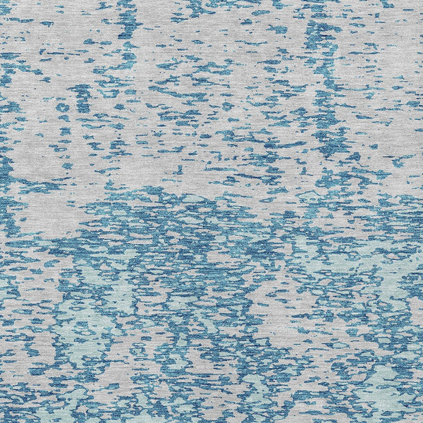 Homeroots 3' Abstract Washable Area Rug - Durable Indoor Outdoor Rectangle Rug For Stylish Spaces Teal Blue Polyester 612767