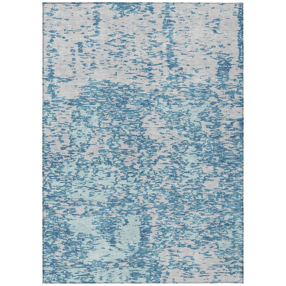 HomeRoots 5' Teal Blue and Ivory Abstract Area Rug - Stylish, Washable Indoor/Outdoor Décor for Any Space 5' X 8' 612768