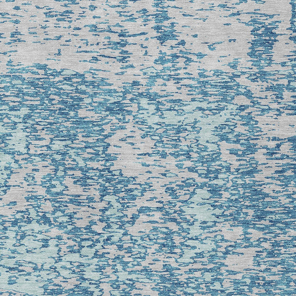 Homeroots 3' Abstract Washable Area Rug - Durable Indoor Outdoor Rectangle Rug For Stylish Spaces Teal Blue Polyester 612768