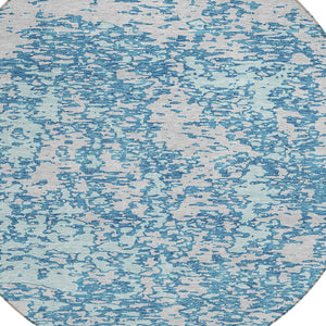 Homeroots 3' Abstract Washable Area Rug - Durable Indoor Outdoor Rectangle Rug For Stylish Spaces Teal Blue Polyester 612769