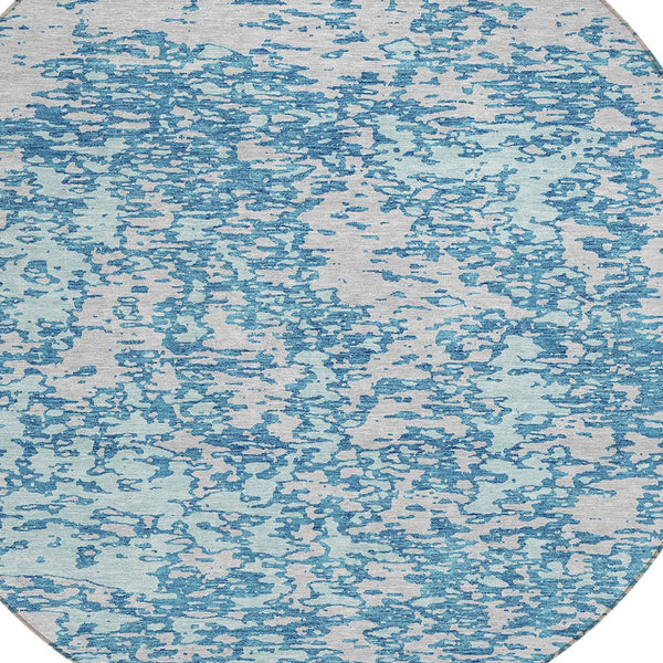 Homeroots 3' Abstract Washable Area Rug - Durable Indoor Outdoor Rectangle Rug For Stylish Spaces Teal Blue Polyester 612769