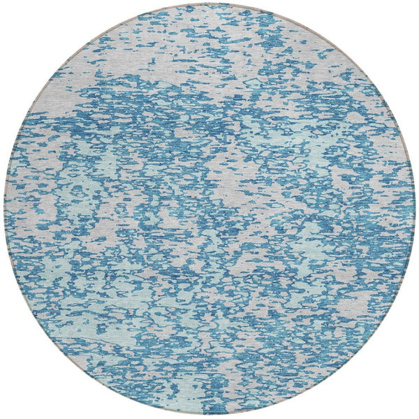 Homeroots 3' Abstract Washable Area Rug - Durable Indoor Outdoor Rectangle Rug For Stylish Spaces Teal Blue Polyester 612769