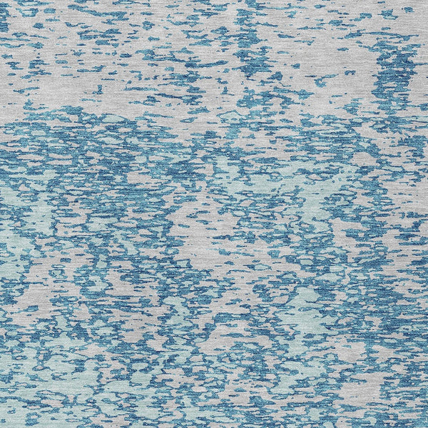 Homeroots 3' Abstract Washable Area Rug - Durable Indoor Outdoor Rectangle Rug For Stylish Spaces Teal Blue Polyester 612770