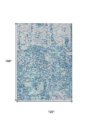 Homeroots 3' Abstract Washable Area Rug - Durable Indoor Outdoor Rectangle Rug For Stylish Spaces Teal Blue Polyester 612772