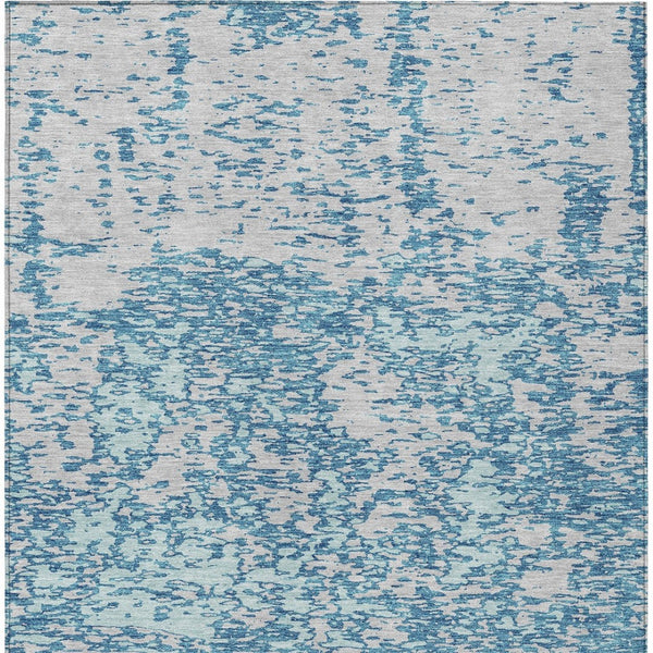Homeroots 3' Abstract Washable Area Rug - Durable Indoor Outdoor Rectangle Rug For Stylish Spaces Teal Blue Polyester 612772
