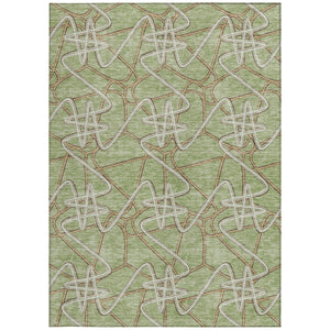 Homeroots 3' Stylish Geometric Washable Area Rug For Indoor And Outdoor Spaces - Durable & Easy To Clean! Sage Polyester 612773