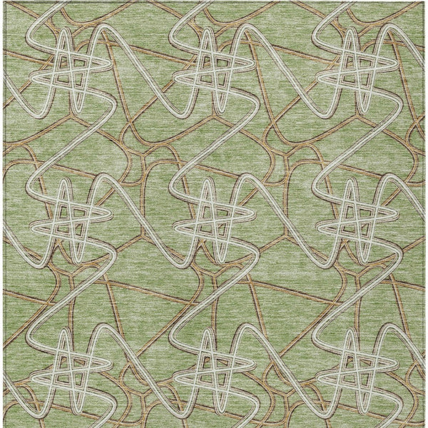 Homeroots 3' Stylish Geometric Washable Area Rug For Indoor And Outdoor Spaces - Durable & Easy To Clean! Sage Polyester 612773