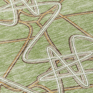 Homeroots 3' Stylish Geometric Washable Area Rug For Indoor And Outdoor Spaces - Durable & Easy To Clean! Sage Polyester 612773