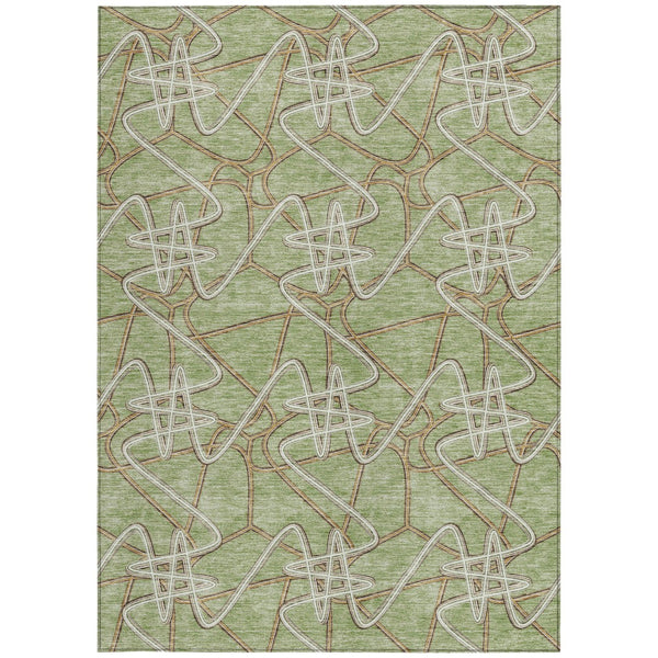 Homeroots 3' Stylish Geometric Washable Area Rug For Indoor And Outdoor Spaces - Durable & Easy To Clean! Sage Polyester 612774