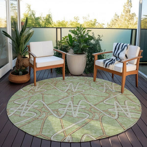 Homeroots 3' Stylish Geometric Washable Area Rug For Indoor And Outdoor Spaces - Durable & Easy To Clean! Sage Polyester 612775