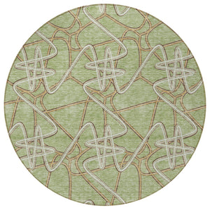 Homeroots 3' Stylish Geometric Washable Area Rug For Indoor And Outdoor Spaces - Durable & Easy To Clean! Sage Polyester 612775