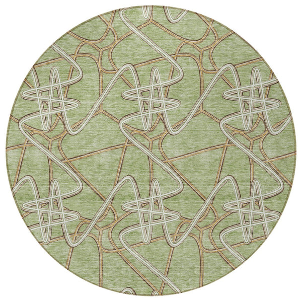 Homeroots 3' Stylish Geometric Washable Area Rug For Indoor And Outdoor Spaces - Durable & Easy To Clean! Sage Polyester 612775