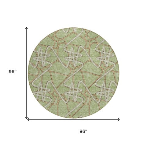 Homeroots 3' Stylish Geometric Washable Area Rug For Indoor And Outdoor Spaces - Durable & Easy To Clean! Sage Polyester 612775