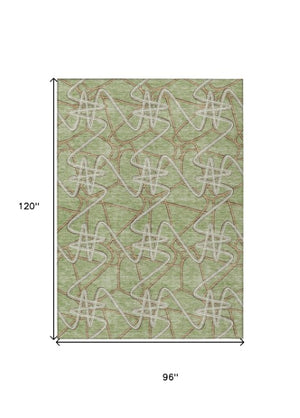 Homeroots 3' Stylish Geometric Washable Area Rug For Indoor And Outdoor Spaces - Durable & Easy To Clean! Sage Polyester 612776