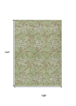 Homeroots 3' Stylish Geometric Washable Area Rug For Indoor And Outdoor Spaces - Durable & Easy To Clean! Sage Polyester 612777