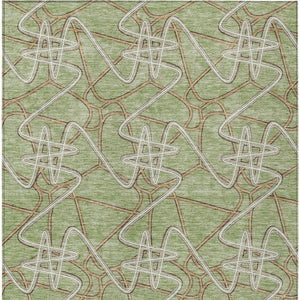 Homeroots 3' Stylish Geometric Washable Area Rug For Indoor And Outdoor Spaces - Durable & Easy To Clean! Sage Polyester 612778
