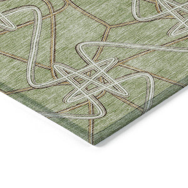 Homeroots 3' Stylish Geometric Washable Area Rug For Indoor And Outdoor Spaces - Durable & Easy To Clean! Sage Polyester 612778