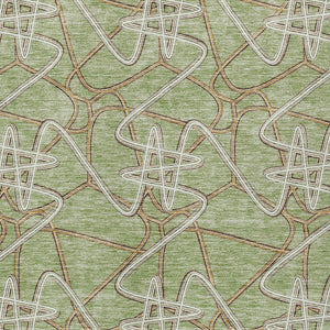 Homeroots 3' Stylish Geometric Washable Area Rug For Indoor And Outdoor Spaces - Durable & Easy To Clean! Sage Polyester 612778